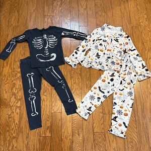 Skeleton and Halloween Print Kids Pajama Set